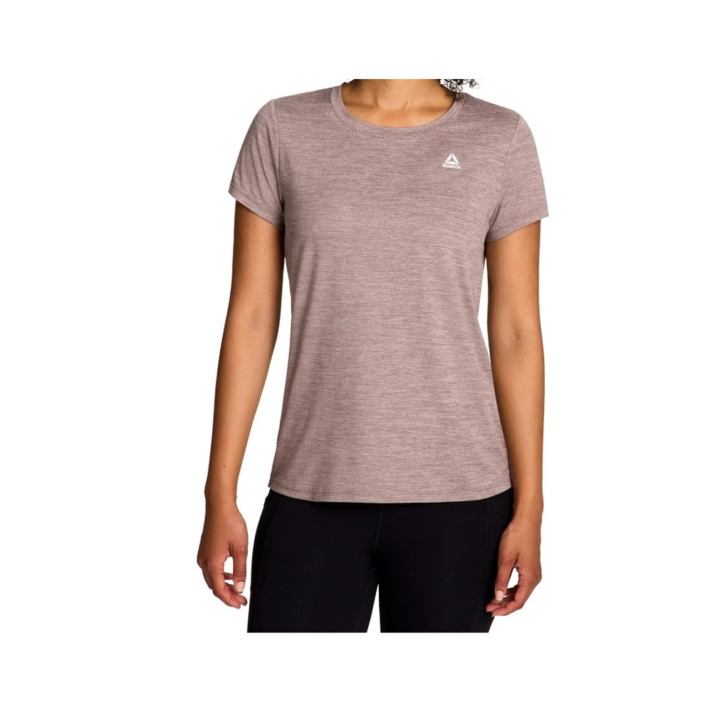 Reebok T-Shirt Women Medium M Driftwood Heather Athletic Slim Fit NEW